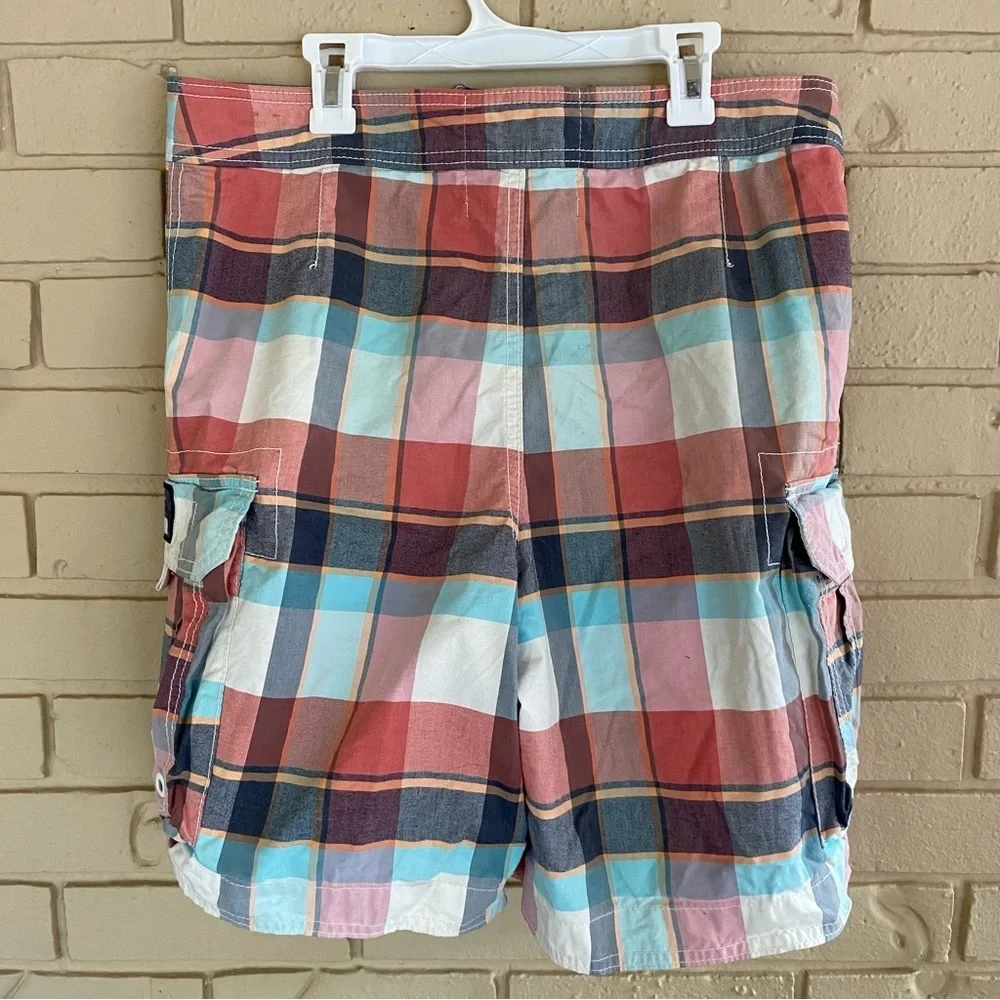 Hollister Plaid Cargo Board Shorts Swim Trunks Men's Y2K Preppy Classic Size M